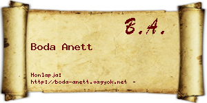 Boda Anett névjegykártya